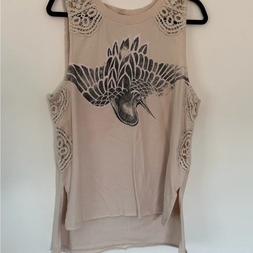 We The Free Cream Graphic Tank with Gray Print - Picture 2 of 5